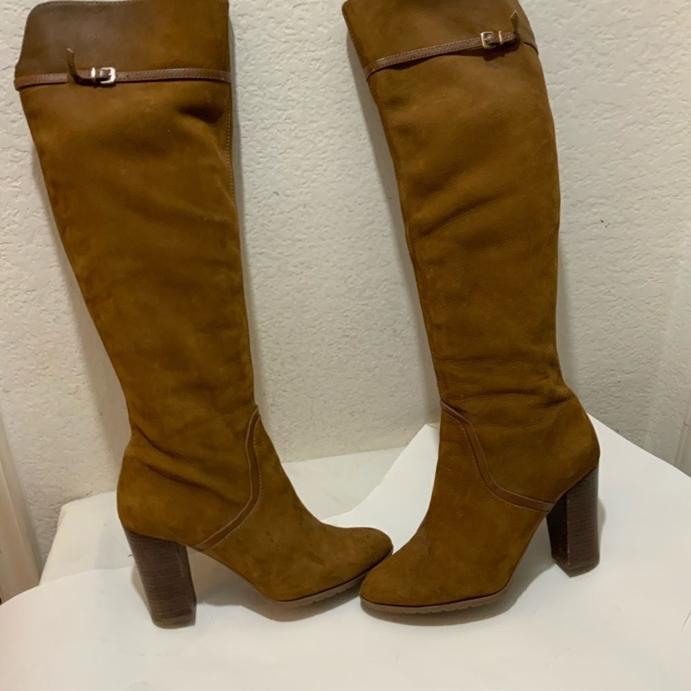 Antonio Melani Womens Brown suede Boots Tall Knee High Stacked Heels Size 9.5M - Picture 2 of 13